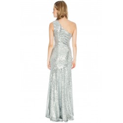 Елегантна Официална Сребриста Рокля Едно Рамо