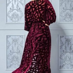 Дълга Тъмночервена Секси Вечерна Изрязана Рокля Цепка Дълга Тъмночервена Секси Вечерна Изрязана Рокля Цепка