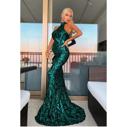 Абитуриентска Зелена Блестяща Бална Рокля Пайети