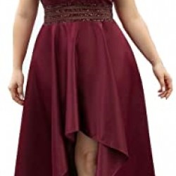 Асиметрична Официална Рокля Сатен Бордо Макси Дами Асиметрична Официална Рокля Сатен Бордо Макси Дами