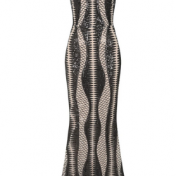 Блестяща Дълга Черна Рокля Пайети Деколте