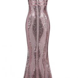 Дълга Елегантна Секси Рокля Розово Злато