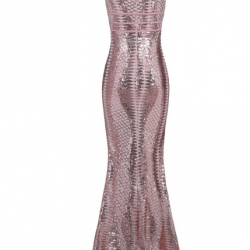Дълга Елегантна Секси Рокля Розово Злато