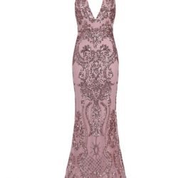 Бална Блестяща Златна Рокля Гол Гръб 