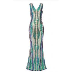  Дълга Вечерна Рокля Зелен Цвят