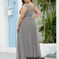 Бална Дълга Рокля Сив Шифон Феерия  Бална Дълга Рокля Сив Шифон Феерия