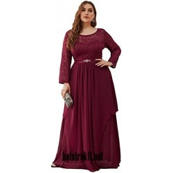 Eлегантна Червена Вечерна Дълга Рокля с Дантела Макси Размери 2 Eлегантна Червена Вечерна Дълга Рокля с Дантела Макси Размери 2