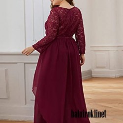 Eлегантна Червена Вечерна Дълга Рокля с Дантела Макси Размери 2 Eлегантна Червена Вечерна Дълга Рокля с Дантела Макси Размери 2