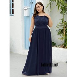 Бална Дълга Синя Абитуриентска Рокля Шифон и Дантела Бална Дълга Синя Абитуриентска Рокля Шифон и Дантела
