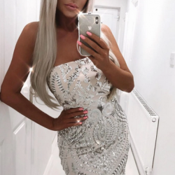 Блестяща Къса Сребриста Рокличка Пайети