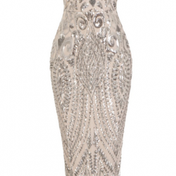 Блестяща Къса Сребриста Рокличка Пайети
