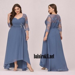 Асиметрична Официална Елегантна Синя Рокля Макси Дами Асиметрична Официална Елегантна Синя Рокля Макси Дами