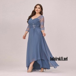 Асиметрична Официална Елегантна Синя Рокля Макси Дами Асиметрична Официална Елегантна Синя Рокля Макси Дами