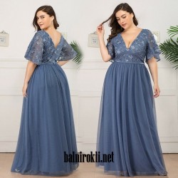 Вечерна Синя  Дълга Рокля  Макси Дами Вечерна Синя  Дълга Рокля  Макси Дами