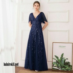 Бална Тъмносиня Дълга Официална Рокля Феерия Русалка Бална Тъмносиня Дълга Официална Рокля Феерия Русалка