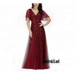 Бална Дълга Тъмночервена Рокля Феерия Русалка