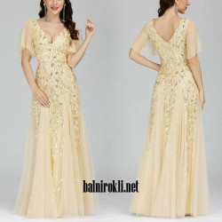 Бална Дълга Златиста Рокля Феерия Русалка 