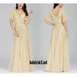 Бална Дълга Златиста Рокля Феерия Русалка 