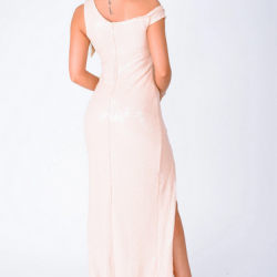 Блестяща Дълга Официална Рокля Пайети Шампанско