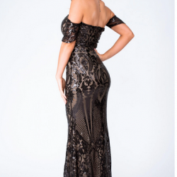 Бална Блестяща Луксозна Черна Рокля Бюстие