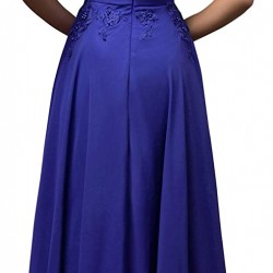 Дълга Синя Официална Рокля Шифон Апликации