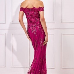 Бална Блестяща Дълга Рокля Цикламено Розово