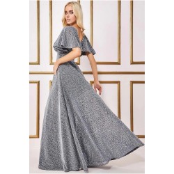 Блестяща Дълга Елегантна Сребриста Рокля Блестяща Дълга Елегантна Сребриста Рокля