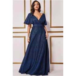 Блестяща Дълга Елегантна Тъмносиня Рокля  Блестяща Дълга Елегантна Тъмносиня Рокля