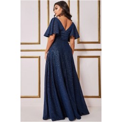 Блестяща Дълга Елегантна Тъмносиня Рокля  Блестяща Дълга Елегантна Тъмносиня Рокля