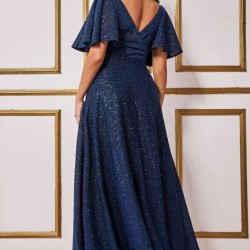 Блестяща Дълга Елегантна Тъмносиня Рокля  Блестяща Дълга Елегантна Тъмносиня Рокля