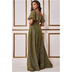 Блестяща Дълга Елегантна Златиста Рокля  Блестяща Дълга Елегантна Златиста Рокля