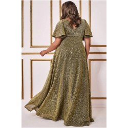 Блестяща Дълга Бална Златна Рокля Макси Дами Блестяща Дълга Бална Златна Рокля Макси Дами