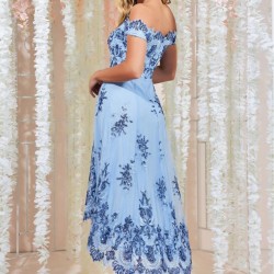 Асиметрична Бална Светлосиня Рокля Тюл Бродерии Асиметрична Бална Светлосиня Рокля Тюл Бродерии