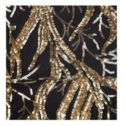 Бална Дълга Черна Рокля Златни Пайети 