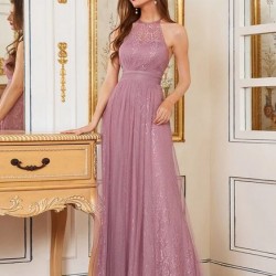 Елегантна Дълга Официална Рокля Дантела