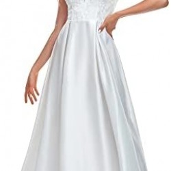 Дълга Официална Рокля Бял Крем Сатен