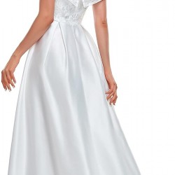 Дълга Официална Рокля Бял Крем Сатен