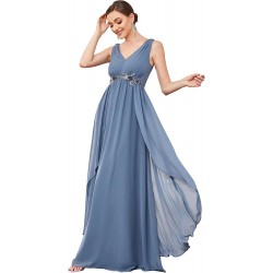 Абитуриентска Дълга Синя Рокля Шифон Феерия