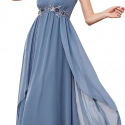 Абитуриентска Дълга Синя Рокля Шифон Феерия