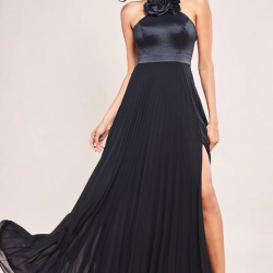  Абитуриентска Бална Черна Рокля Цепка Плисе