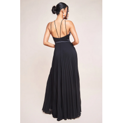 Абитуриентска Бална Черна Рокля Цепка Плисе Абитуриентска Бална Черна Рокля Цепка Плисе