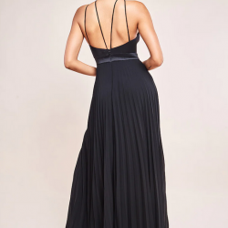 Абитуриентска Бална Черна Рокля Цепка Плисе Абитуриентска Бална Черна Рокля Цепка Плисе