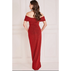 Абитуриентска Бална Дълга Червена Рокля Цепка Деколте Абитуриентска Бална Дълга Червена Рокля Цепка Деколте