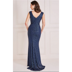 Абитуриентска Бална Дълга Блестяща Рокля Русалка Цвят Тъмносин Абитуриентска Бална Дълга Блестяща Рокля Русалка Цвят Тъмносин
