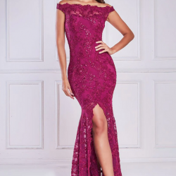 Дълга Розова Бална Рокля Бродерии Цепка