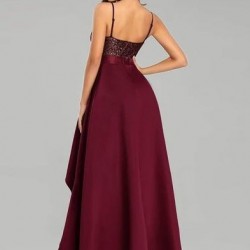 Дълга Елегантна Червена Официална Рокля Декораци