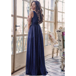 Дълга Вечерна Тъмносиня Рокля
