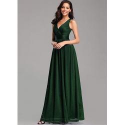 Дълга Вечерна Тъмнозелена Рокля