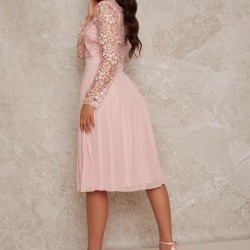 Елегантна Къса Официална Рокля Нежно Розово