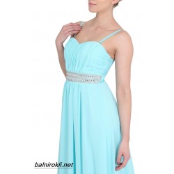 Дълга Светлосиня Елегантна Рокля Шифон